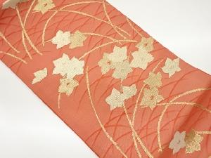  紗 桔梗に芝模様織出し名古屋帯